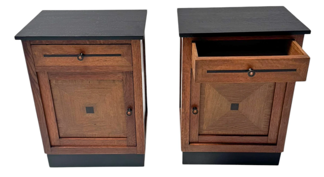 Two Art Deco Modernist Nightstands or Bedside Tables, 1920s